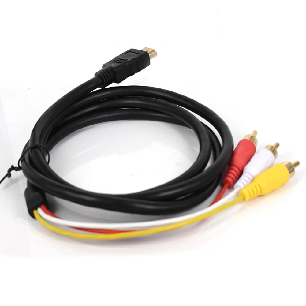 Gold Plated HDMI To RCA Cable 1.5M Male To Male Composite AV Adapter Cord For Retro Gaming Monitor TV Video Output