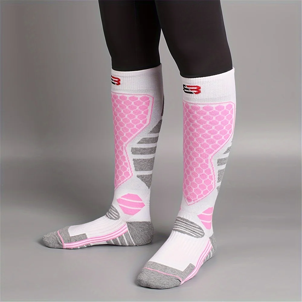 8 جوارب مزدوجة للخريف والشتاء للرجال والنساء سميكة دافئة وقابلة للتنفس للمشي لمسافات طويلة، والتزلج على الجليد، جوارب رياضية خارجية طويلة أنبوبية للتزلج