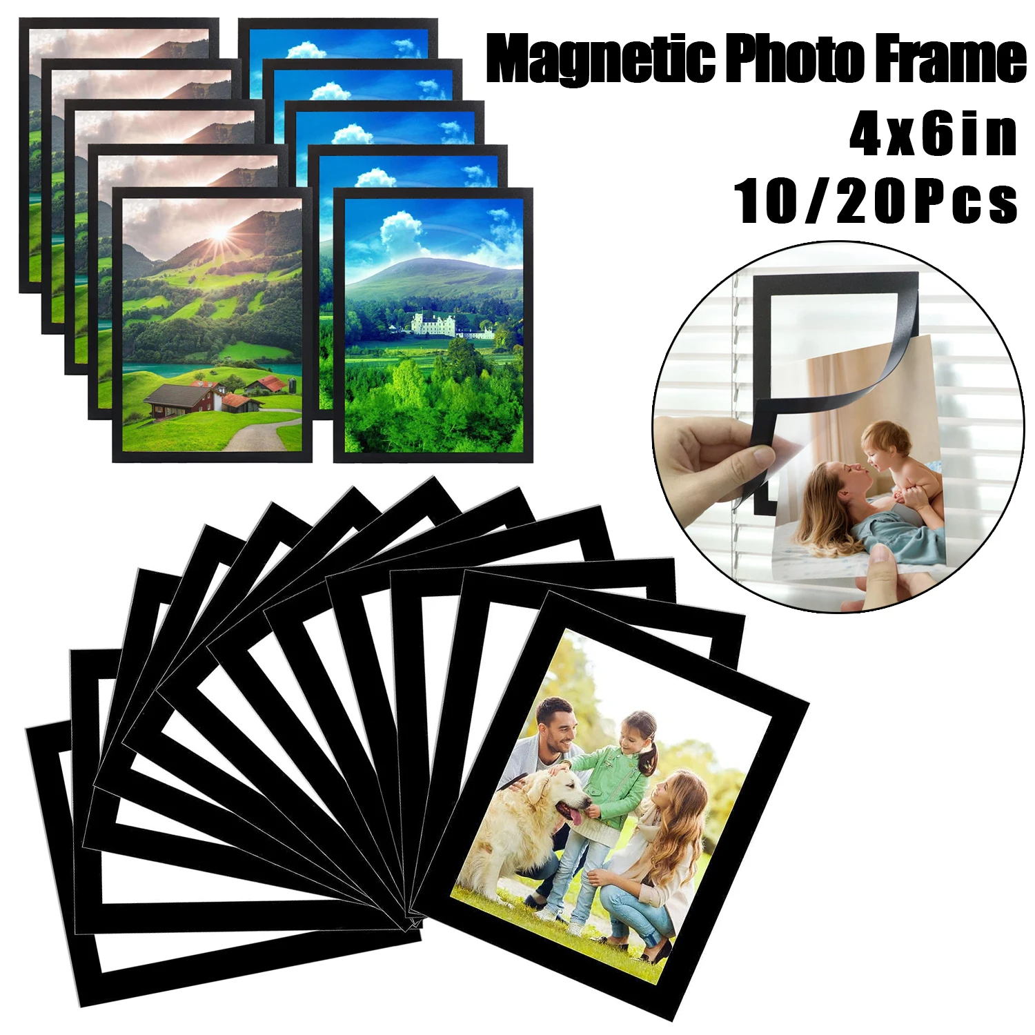 4x6 Inch Magnetic Picture Frames Magnets Photo Frame Rectangle Poster Painting Frame for Refrigerator/Window/Wall Home Decor