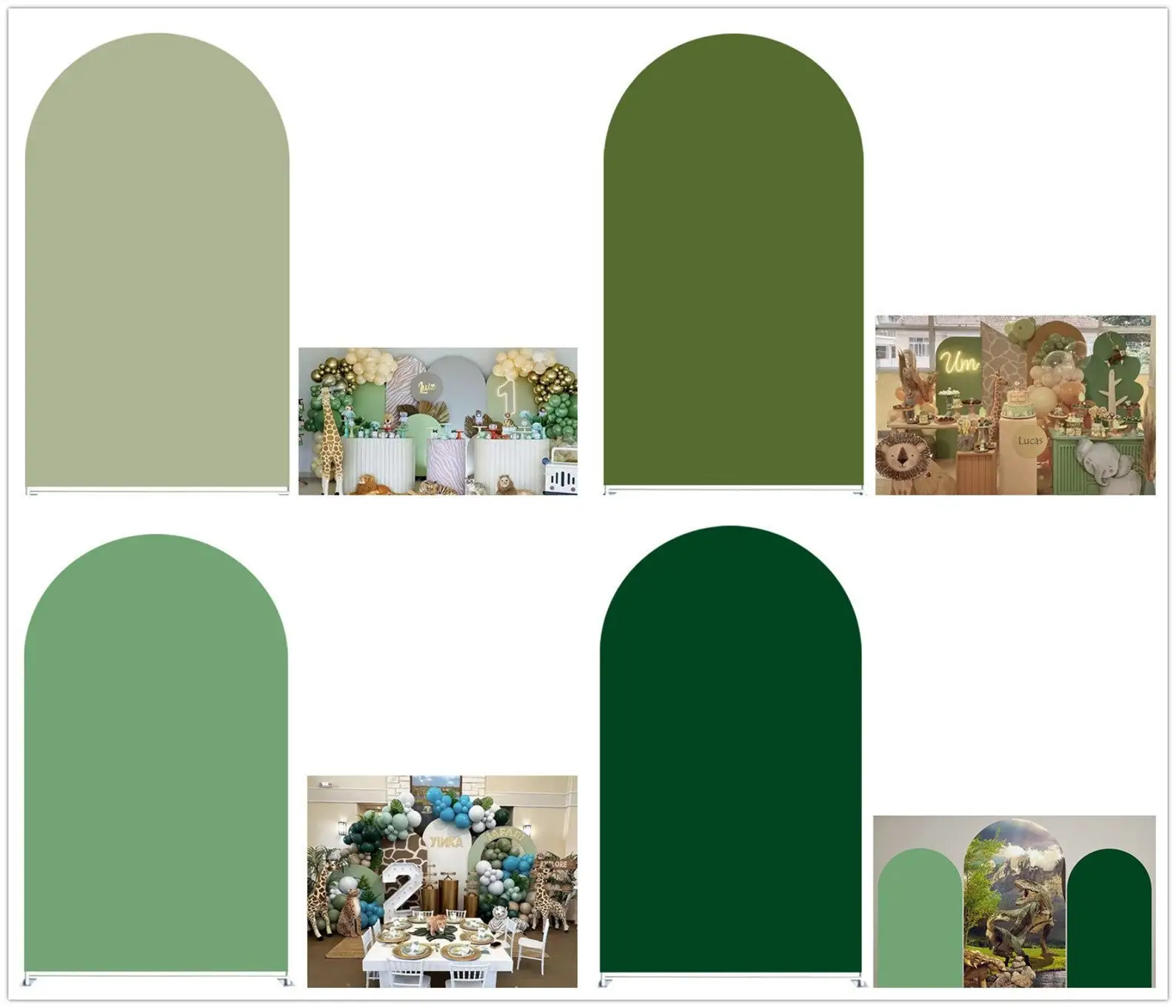 Mehofond مخصص 2-الجانب الغابة البرية سفاري الأخضر الصلبة الصبي حفلة عيد ميلاد غطاء استحمام الطفل كيارا قوس خلفية ديكور الخلفية