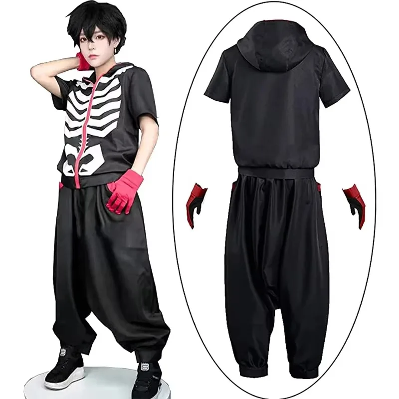 Anime Kemono Jihen Kusaka Kabane Cosplay Costume Top Black Zipper Hoodie Pants For Women Men Adult School Uniform Unisex