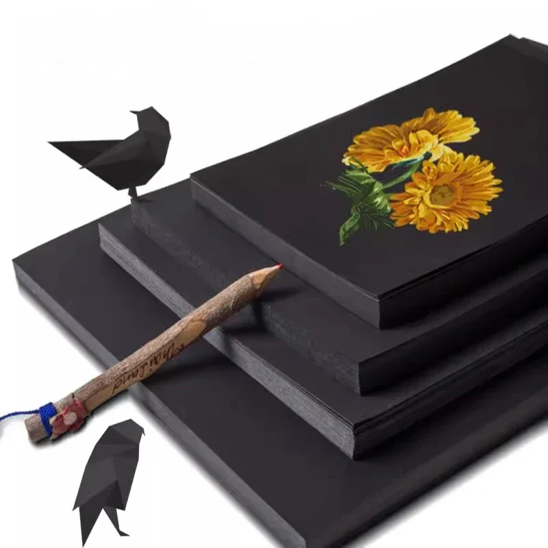 50 ورقة A4 ورق كرافت أسود فارغ يمكنك صنعه بنفسك بطاقة حرفية يدوية صنع ورق رسم يدوي ورق مقوى للمكتب والمدرسة المنزلية