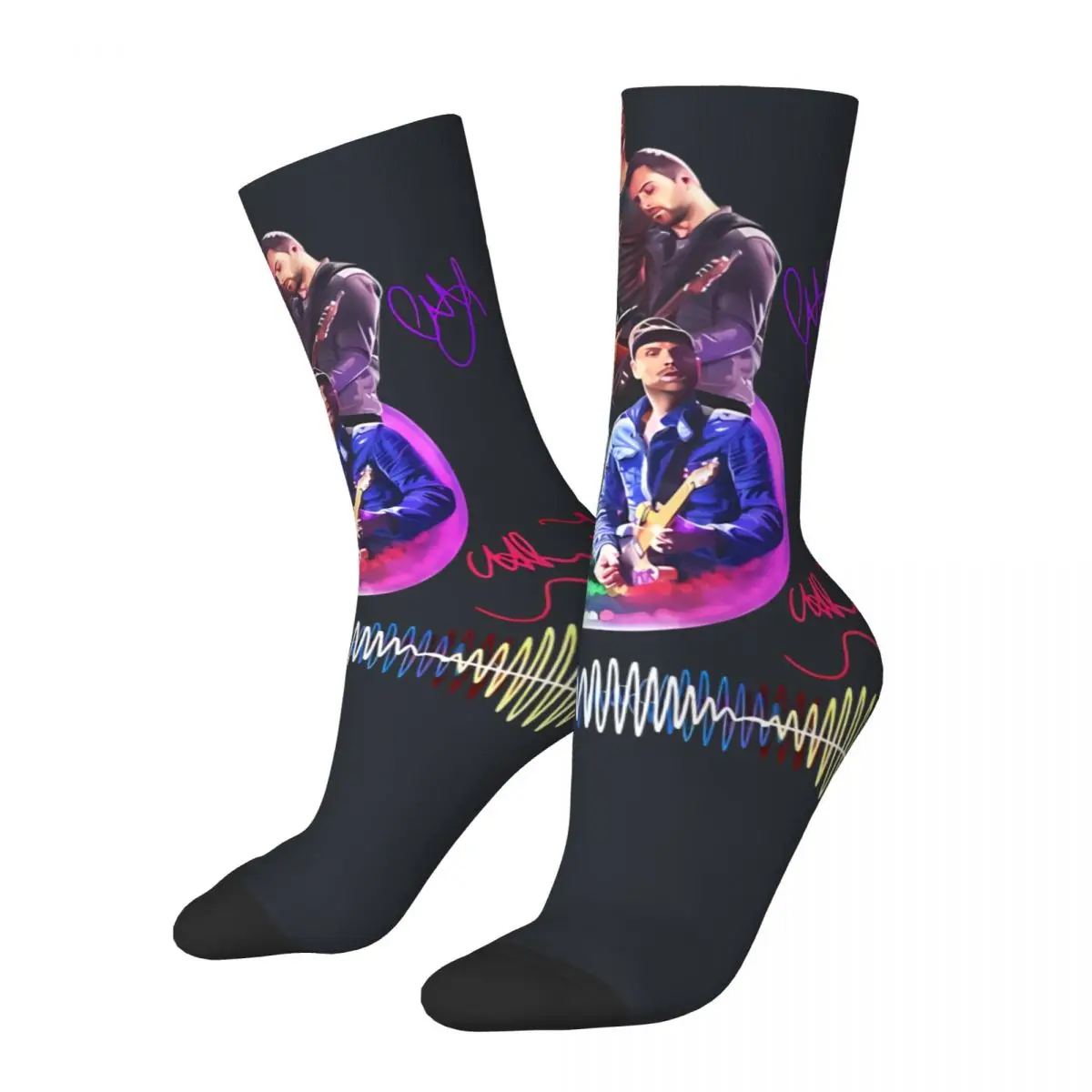 Funny Crazy compression Sock for Men Singer Hip Hop Harajuku Cold-Play Happy Quality Pattern Printed Boys Crew Sock Casual Gift