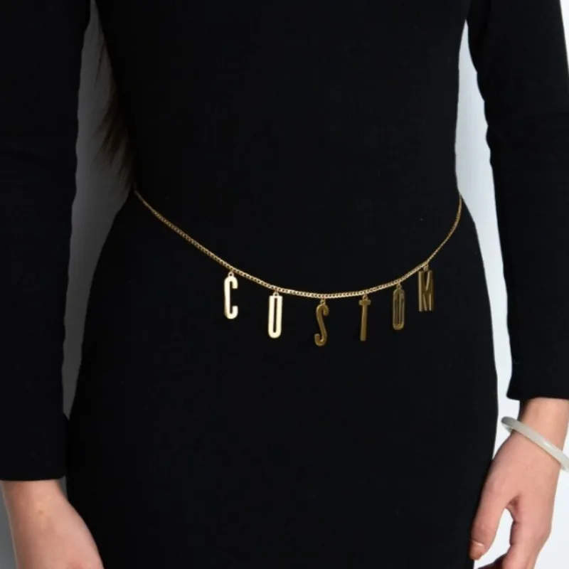 Personalized Custom Name Waist Chain for Women Stainless Steel 2 Layer Sexy Body Chain Big Letter Birthday Jewerly Gift