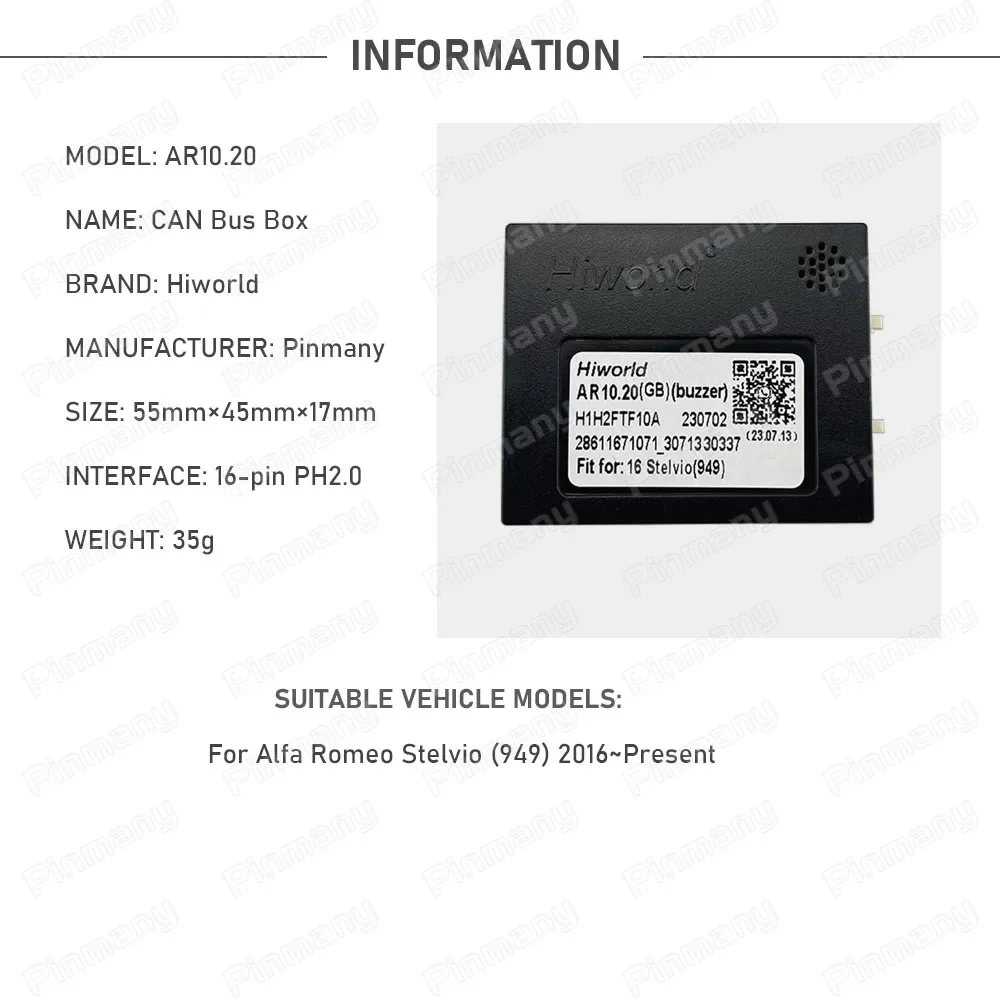 Para Alfa Romeo Stelvio 949 Radio de coche CANBus decodificador Hiworld AR10 Android accesorios de unidad principal CAN Bus a UART conversión de datos