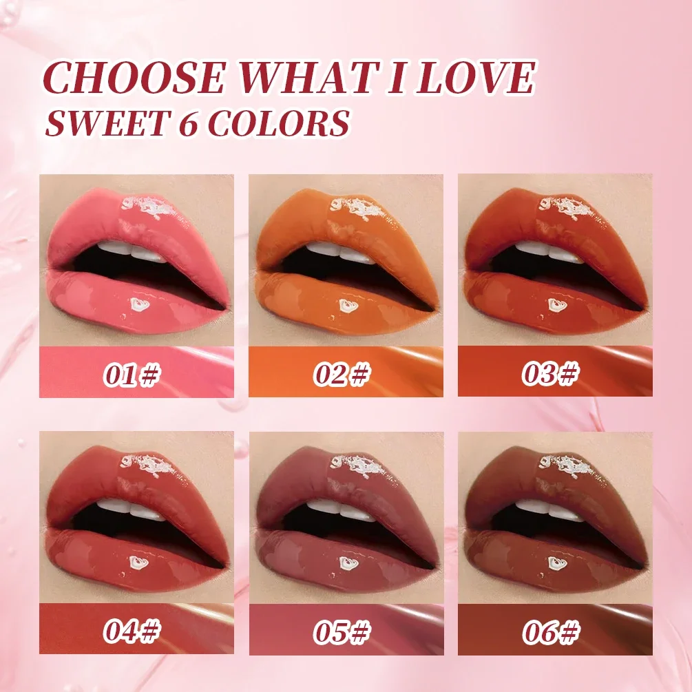 6 Farben Qibest Gelee flüssiger Lip gloss Spiegel Lippen glasur plump ing feuchtigkeit spendende dauerhafte Lippen balsam glänzende wässrige Lippenstift Lippen tönung