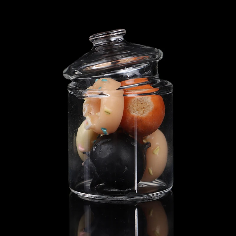 Mini barattolo di caramelle in vetro ad alto contenuto di borosilicato, giochi di cibo, accessori per la casa delle bambole, piccoli barattoli in vetro trasparente per riporre la cucina