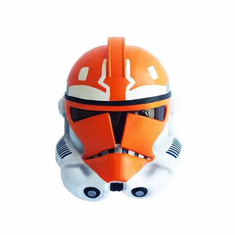 Star SW Orange Clone Trooper Helmet Hard PVC Full Head Wearable Cosplay Mask Standard Size Adult Role Play Halloween Masquerade Costume Accessory Movie Cos Prop Realistic Clone Soldier Display Collectible Gift