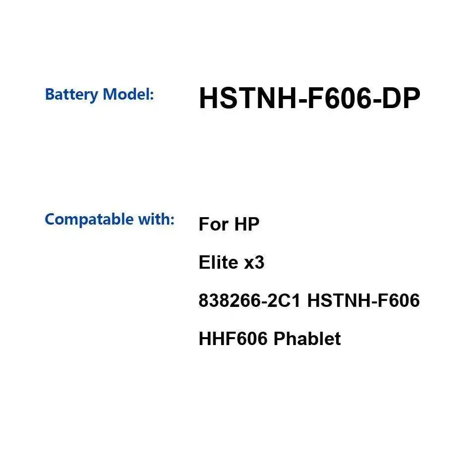 

Tablet Phone Battery Hstnh-F606-DP 4050Mah For HP Elite X3 838266-2C1 Hstnh-F606 HHF606
