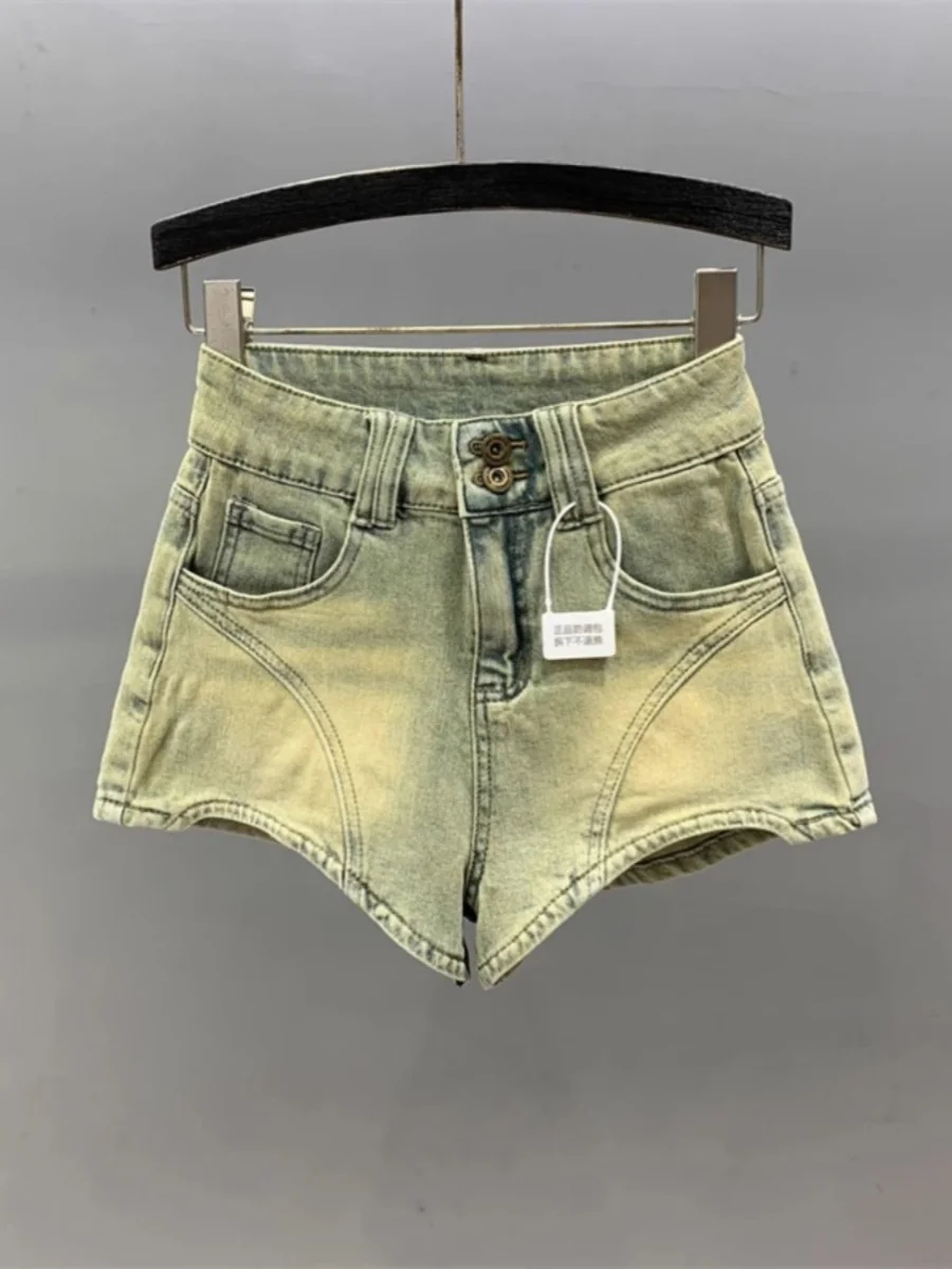 

Джинсы женские с высокой талией, расклешенные, с эффектом похудения, винтажные, необычные, сексуальные, летние, весенние, джинсовые шорты