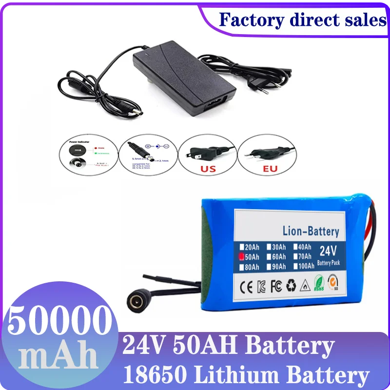 

NEW Original 6S1P 24V 50000mah Battery Lithium Ion Battery Pack Capacity DC 24 V Battery Pack CCTV Camera Monitor + with DC 12.6