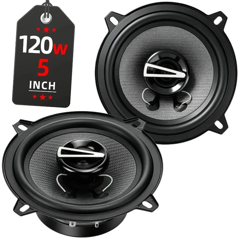 2 Pcs 5 Inch Car Coaxial Speakers 120W High Power Way High Quality 2 Way Coaxial Speakers Professional High-End Stereo Surround