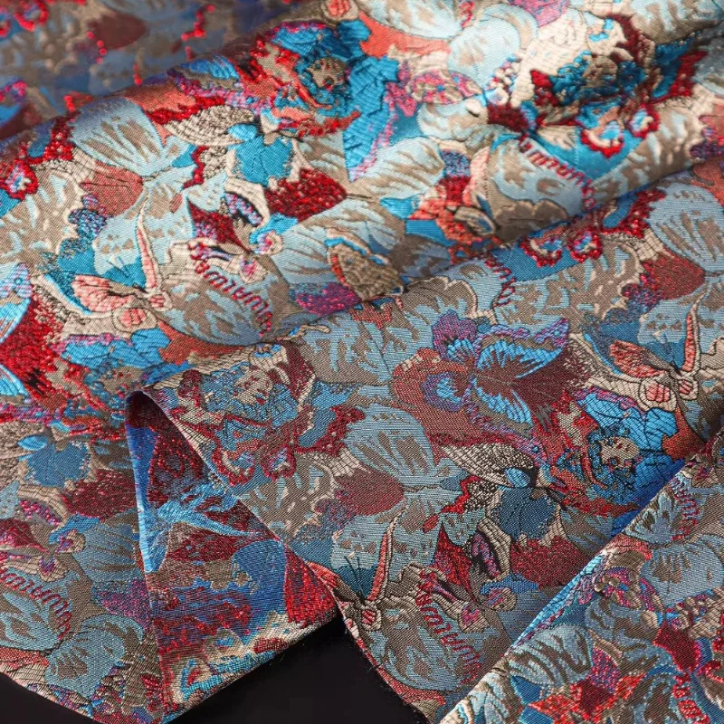 

Exquisite Butterfly Luminous Silk Jacquard Brocade Fabric for Cheongsam Dress Designer Material