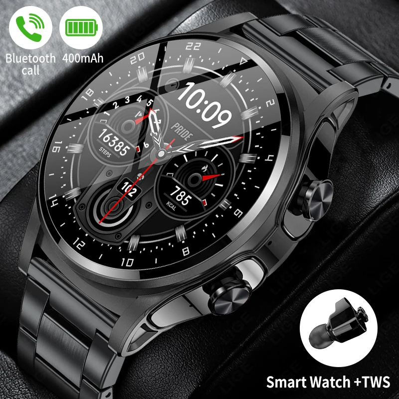 

LIGE NFC TWS+Smart Watch Bluetooth Earphone Call Men Smartwatch Heart Rate Blood Pressure Health Monitor Bracelet Sports Watches