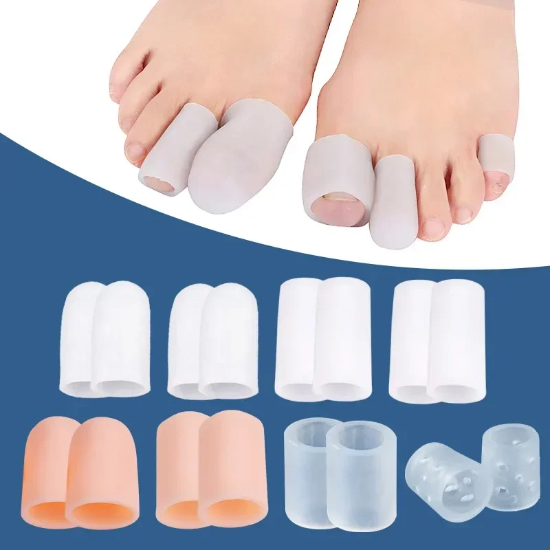 2pcs Finger Toe Protector Silicone Gel Cover Cap Pain Relief Preventing Blisters Corns Nail Tools Foot Care Toe Separators