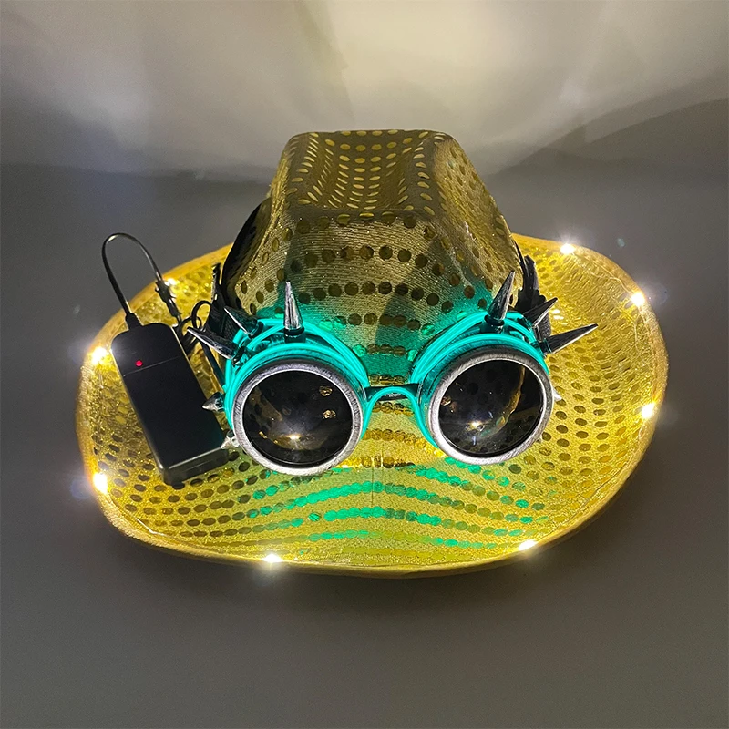 New Type Colorful LED Neon Glasses Glow Glasses Cool Rivet Glasses with Dark Lens DJ SunGlasses Rave Supplies