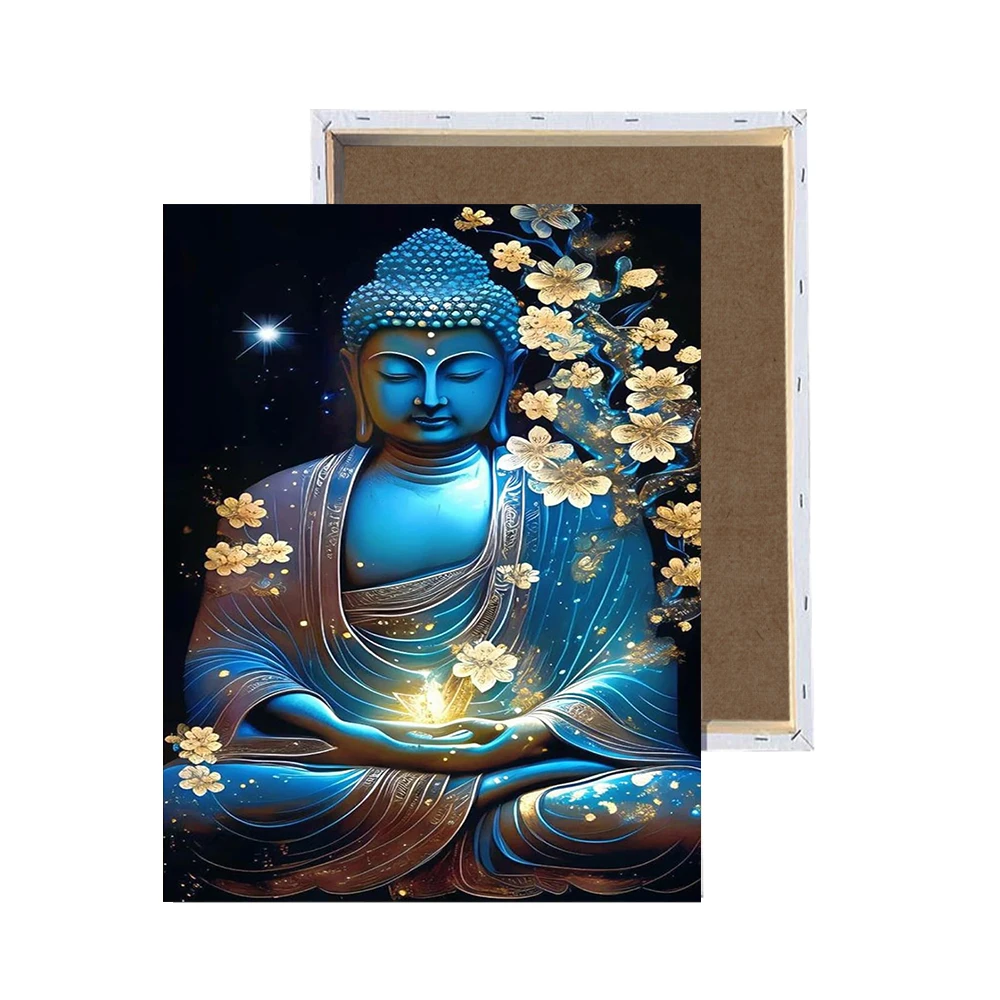 

GATYZTORY 5D Diamond Painting Full Square Blue Buddha statue Rhinestone Picture Diamond Embroidery Cross Stitch Home Decor Gift