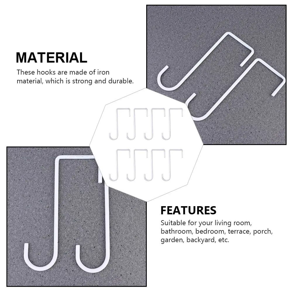 

8pcs Flower Pot Hooks White Wall Hanging Brackets Outdoor Garden Plant Hangers Rustic Retro Decor for Lanterns Wind Chimes Bird