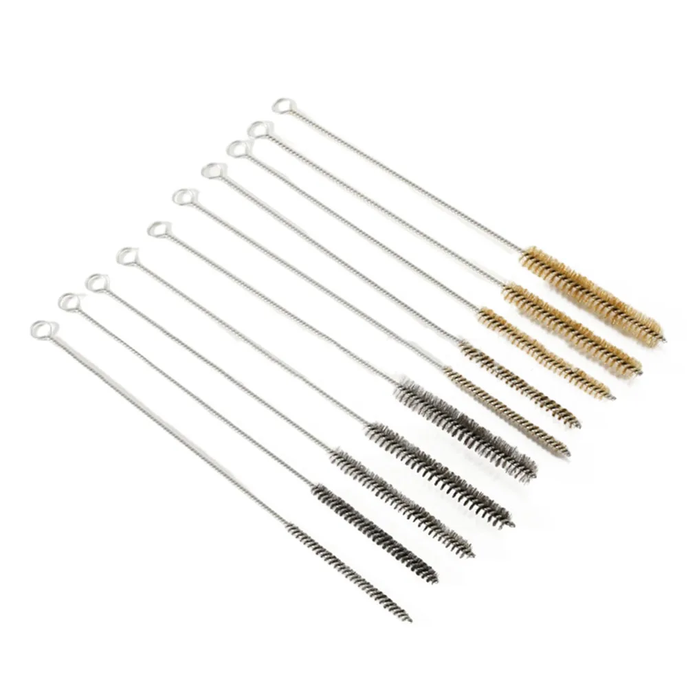 Conjunto de Escovas de Limpeza 10 Peças Cilindro de Bronze Tubo de Fio Escova de Limpeza Pistolas de Pintura Escova de Limpeza Aço Inoxidável