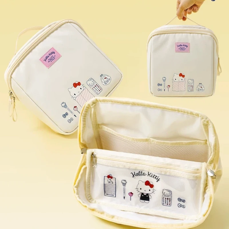 

Пенал IiGEN Hello Kitty, большой вместительный многослойный прозрачный органайзер для канцелярских принадлежностей, портативная сумка для школы и офиса