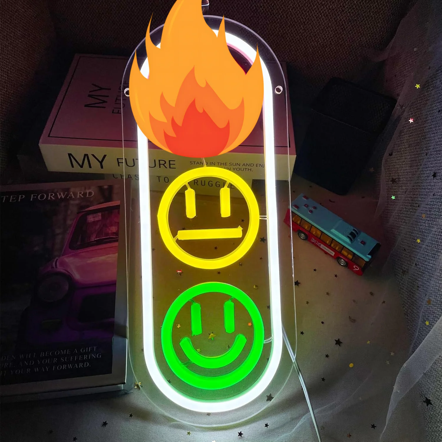 

Mood Indicator Neon Sign LED Night Light USB Emoji Face Emotion Display Wall Art Decor Lamp for Game Room Bedroom Office Gifts