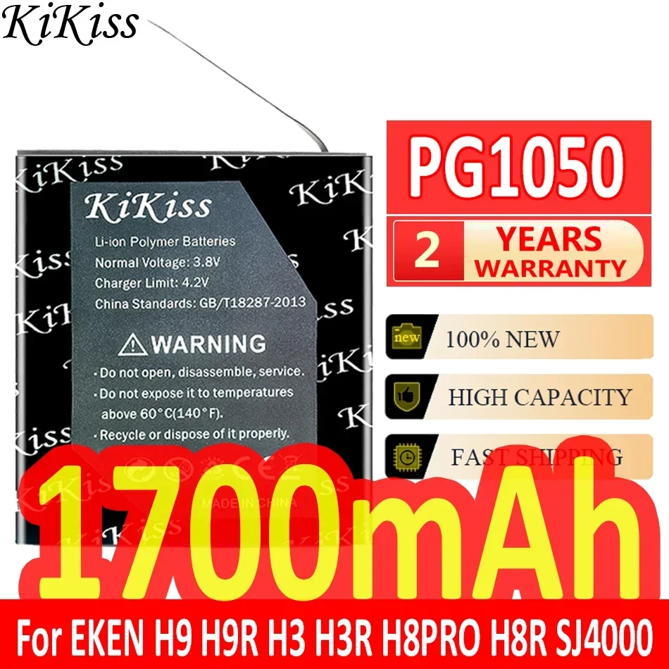 KiKiss Battery PG1050 1700mAh for EKEN H9 H9R H3 H3R H8PRO H8R SJ4000 SJCAM SJ5000 M10 SJ5000X Camera