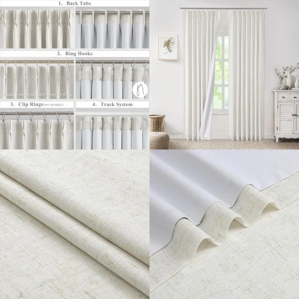 

Текстурированные шторы в деревенском стиле, 100% светонепроницаемые, длина 84 дюйма, современный дизайн с защипами, 40 дюймов в ширину, 2 панели для спальни