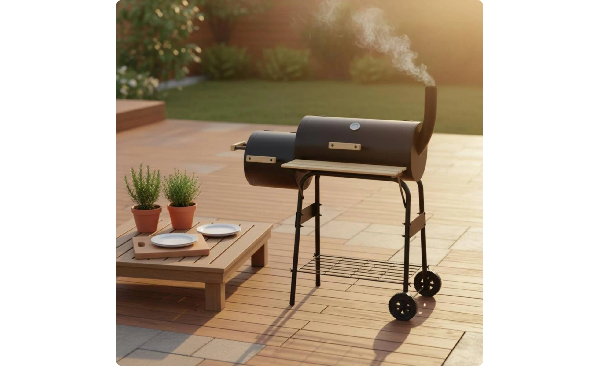Two-chamberBarrel Barbecue Grill Black Metal Wheeled Barbecue Grill Outdoor Cooking Side Shelf Wheels Two-chamberBarrel Barbecue Grill Black Metal Wheeled Barbecue Grill Outdoor Cooking Side Shelf Wheels