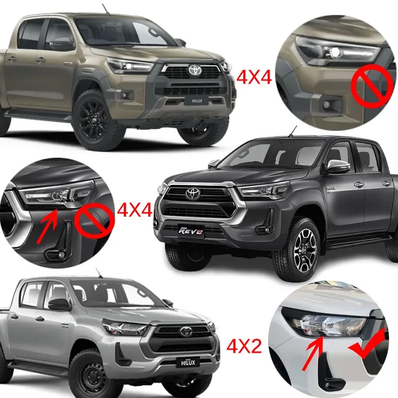 ABS Headlight Trim Cover Car Accessories For Toyota Hilux 2021 2022 4x2 Head Lamp Lights Covers Double cab