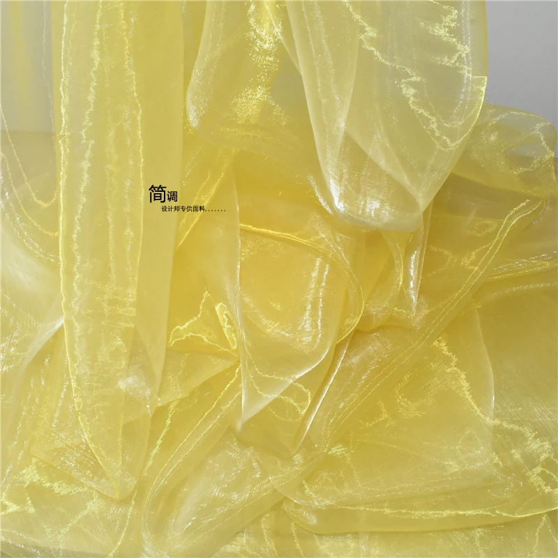 Organza Fabric Polyester Material Golden Corrugated Mesh Creative Design for Wedding Dress Sewing Cloth Wholesale By the Meter