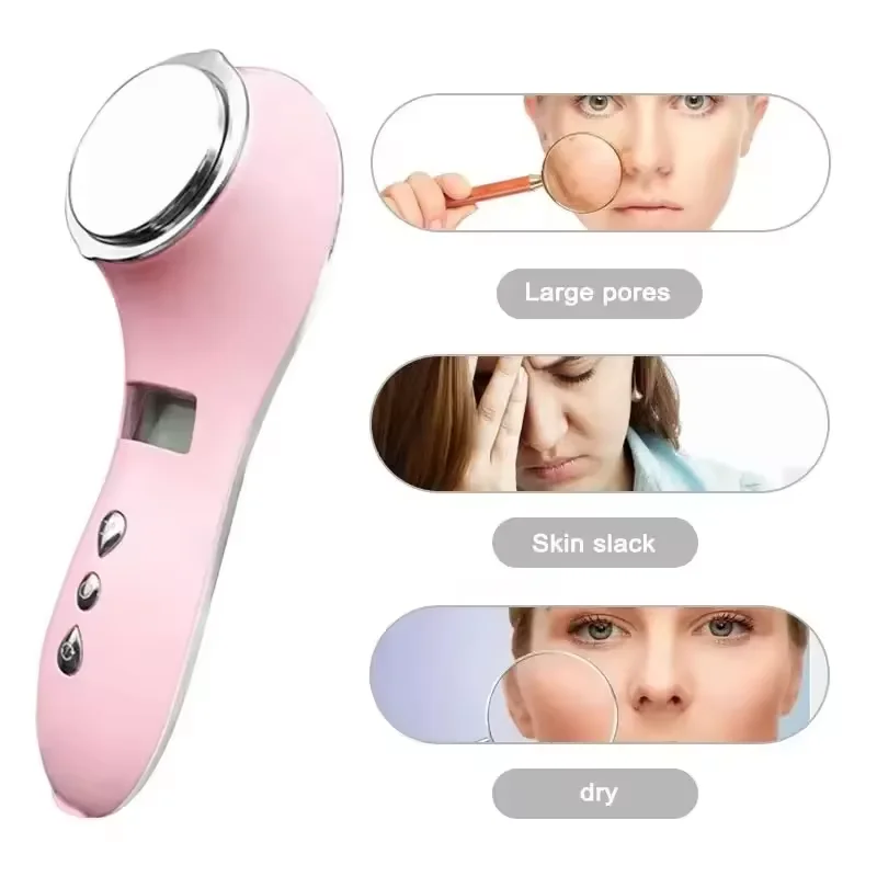 Dispositivo de beleza com ultrassom quente e frio, massageador facial rf, iônico, lifting facial, anti-rugas, equipamento de beleza facial