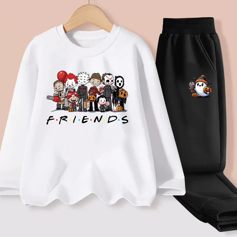 American Horror Movie T-Shirt Hosen für Baby Jungen Halloween Frühling Herbst Kleidung Kinder Langarm Kostüme Set