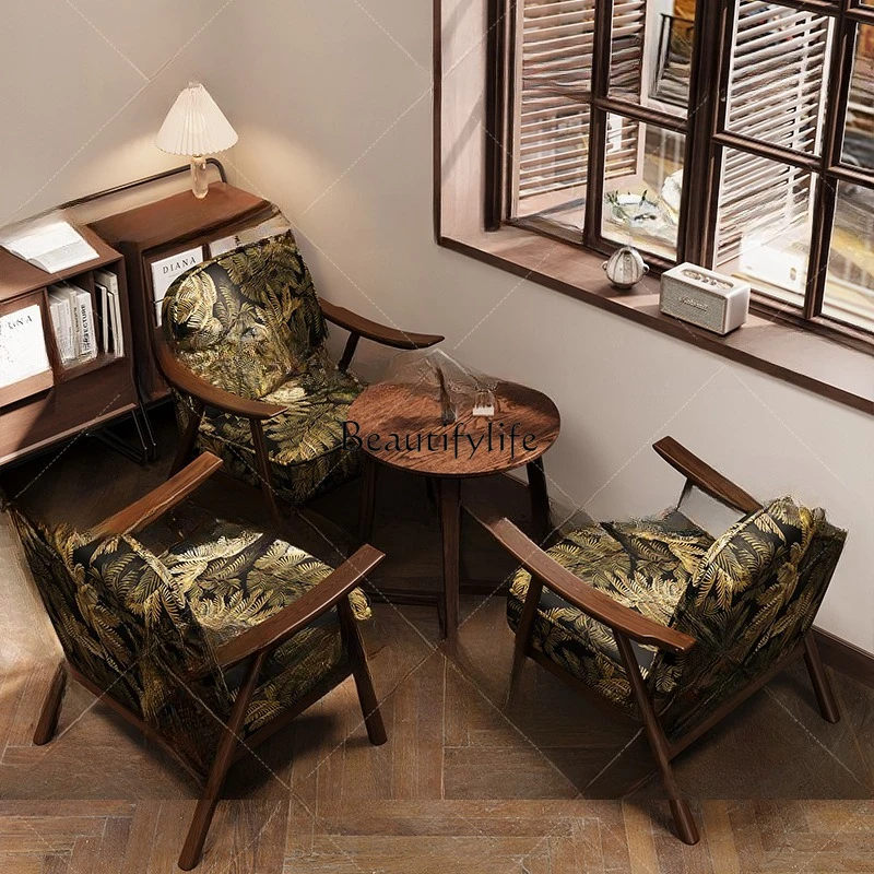 Retro solid wood sofa Nanyang dining table and chair combination Chinese antique casual table and chair