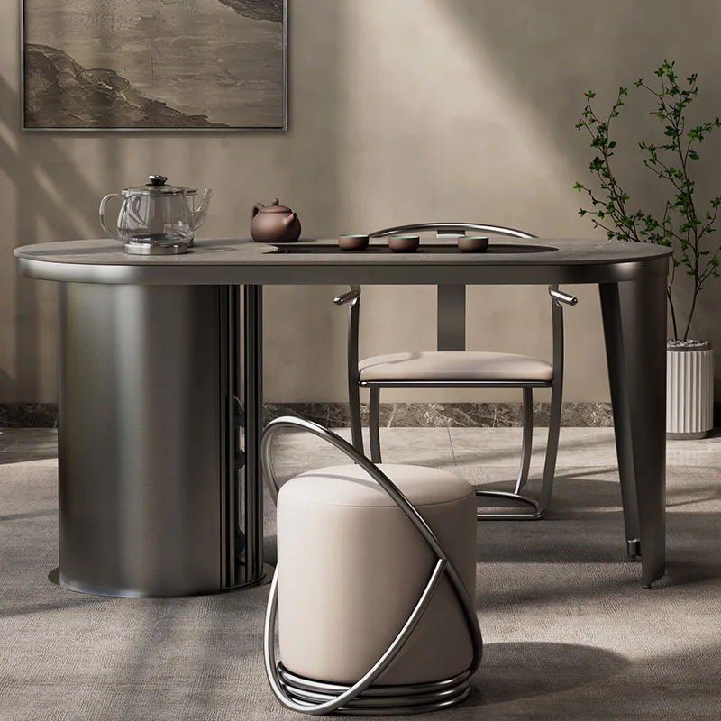 

Простой современный балкон, чайный столик и стул, семейный роскошный офисный чайник, встроенный домашний маленький чайный столик кунг-фу