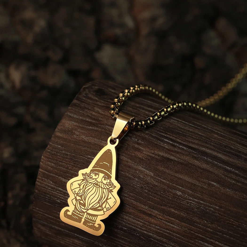 Kinitial Garden Gnome Clipart Pendant Necklace For Women Men Christmas Jewelry Accessories Neck Chain Necklace Birthday Gifts image 4