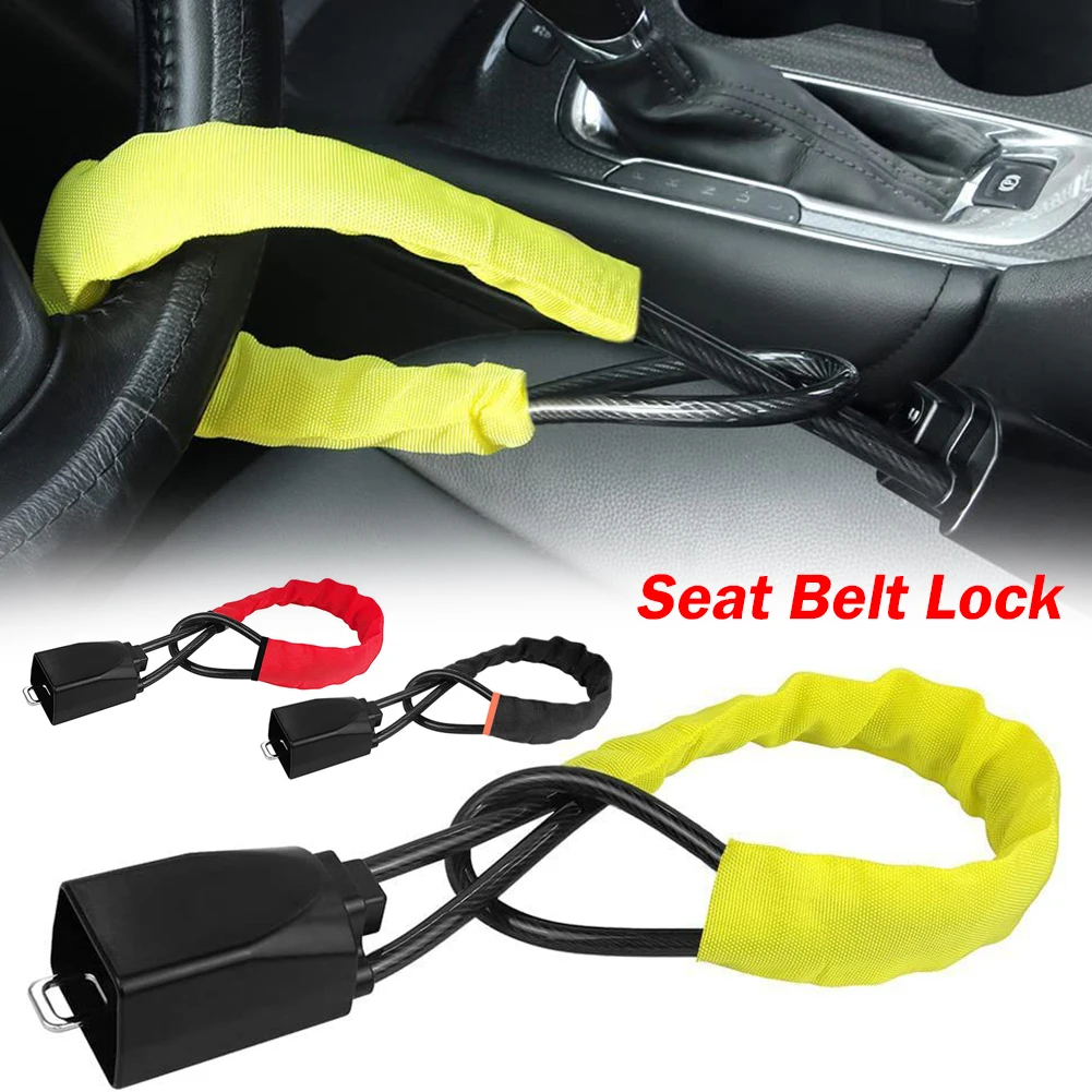 

Car Steering Wheel Lock Universal Seat Belt Anti-Theft Lock With 2 Keys Anti-theft Device For Most Cars SUV Car Accessories