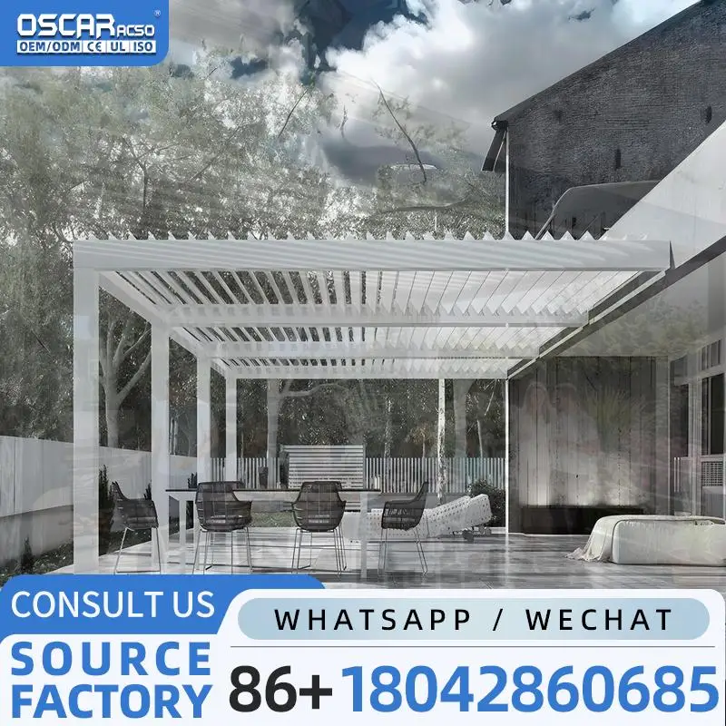 Outdoor Adjustable Retractable Shade Roof for Patio Garden Backyard pergola