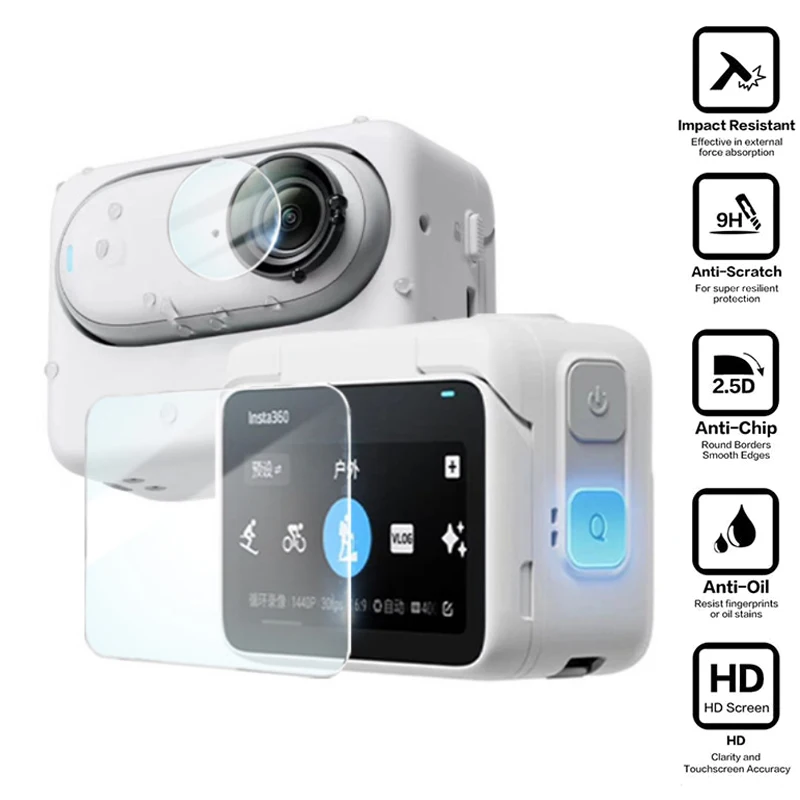 Cubierta protectora de pantalla de vidrio templado duro para Insta360 GO 3, lente de cámara de acción, película de pantalla LCD, funda GO3, accesorios