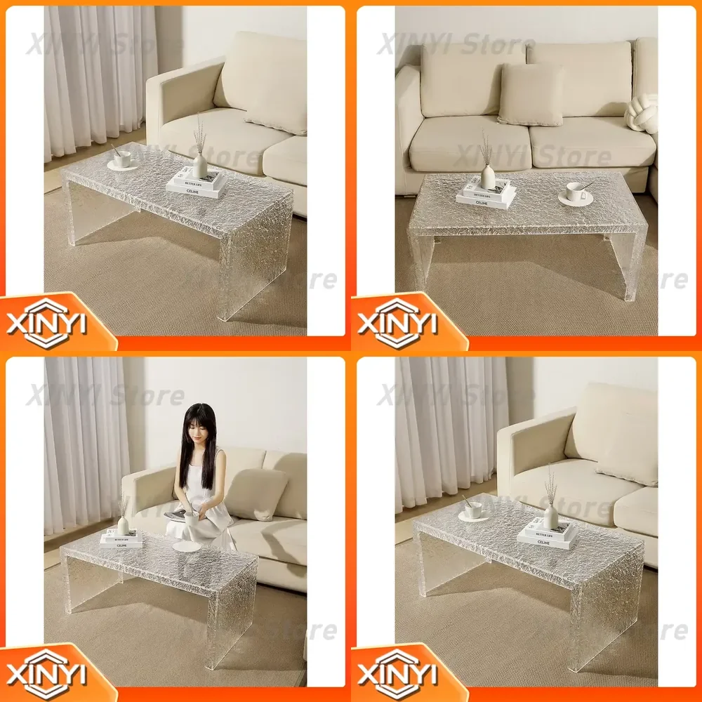Acrylic Coffee Table for Small Apartment Living Room Home Office Hotel Homestay Modern Minimalist Stone Pattern Tatami Tea