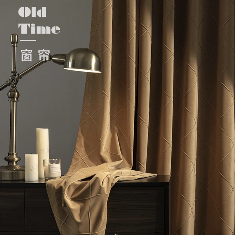 

New Light Luxury Modern American Retro French Thickening Nordic Simple Velvet Curtains for Living Dining Room Bedroom Windows