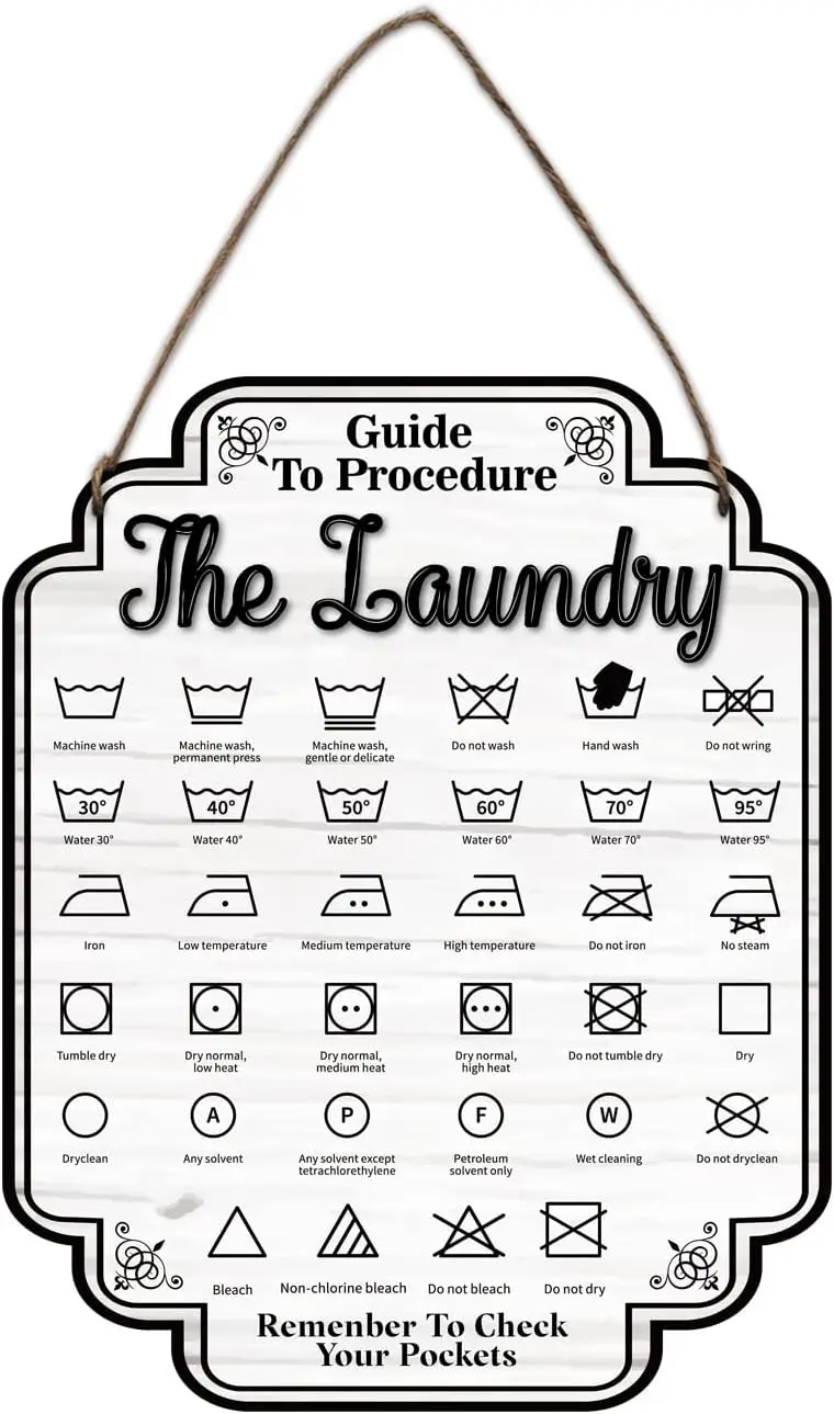 1pc The Laundry Wood Sign Laundry Guide Retro Farmhouse Wood Hanging Plaque Rustic Laundry for Laundry Room Framed Wall 9.5x11.8