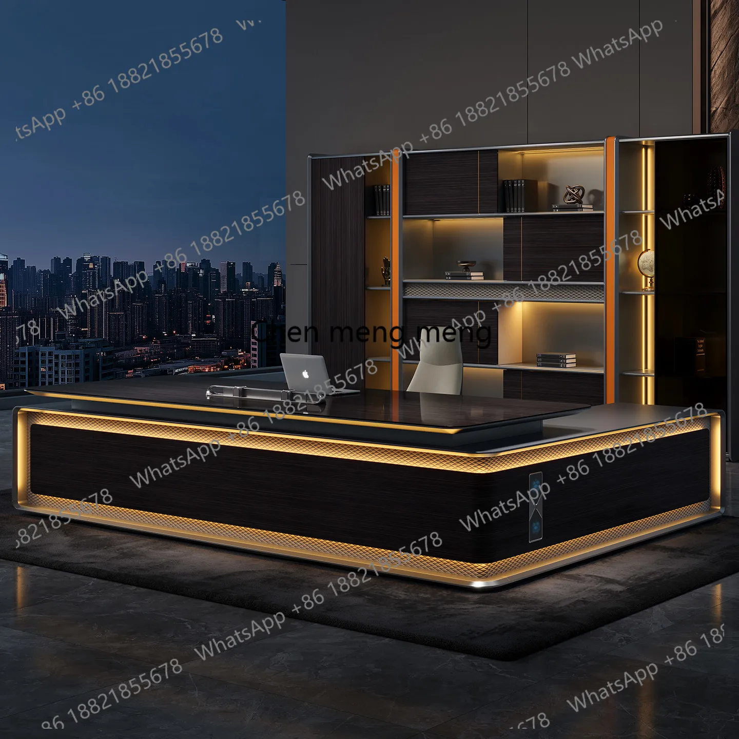 Minimalist aesthetic boss table, light luxury lighting fashion president table, large desk manager office supervisor table