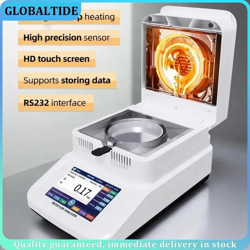 Grain Seeds Powder Moisture Analyzer Halogen Heating Touch Screen Humidity Detector Meter Tester Tool 0.001g 120g 0.01