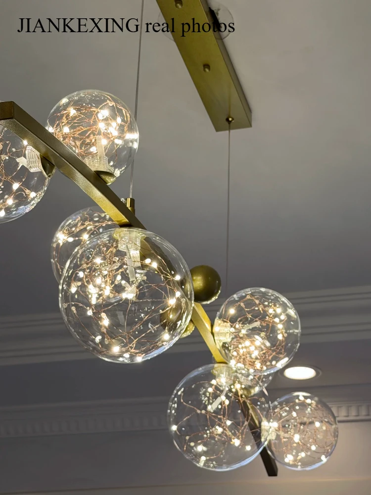 Magic Bean Restaurant Chandelier Nordic Light Luxury Simple Long Dining Table Bar Lamp Internet Celebrity Starry Creative Lamps