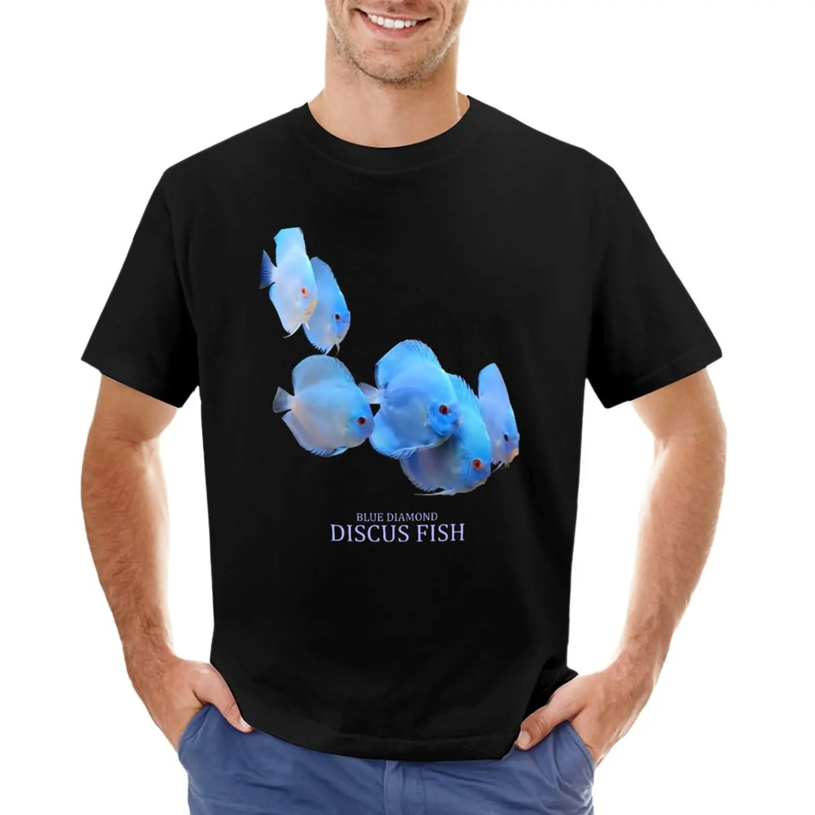 BLUE DIAMOND DISCUS FISH T-Shirt quick drying t-shirt Anime t-shirt cute tops men long sleeve t shirts