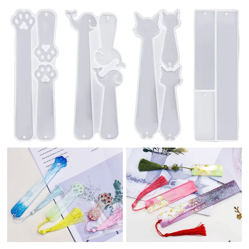 

DIY Long Bookmark Crystal Epoxy Silicone Mold Cat Claw Dolphin Mirror Epoxy Mould For Resin Craft Jewelry Making Tools Accessari