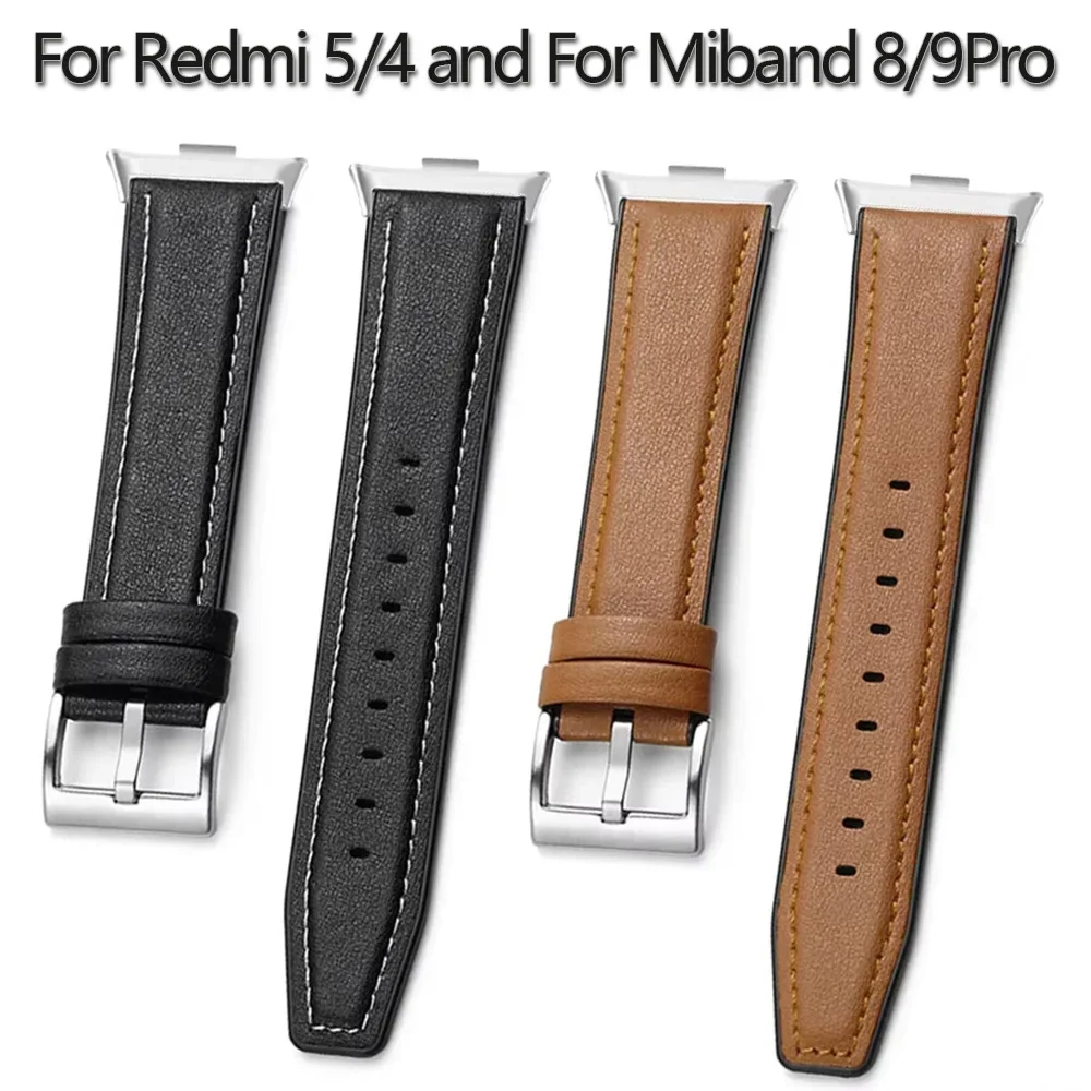 Leather Band for Redmi Watch 5 4 Strap Wristband Vintage Bracelet for Mi Band 8/9 Pro SmartWatch Correas Replaceable Accessoeies