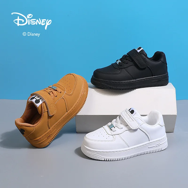 

Детские кроссовки в стиле AJ Disney — кожаный верх, полностью черный дизайн для детей от 6 до 12 лет, повседневная спортивная обувь унисекс