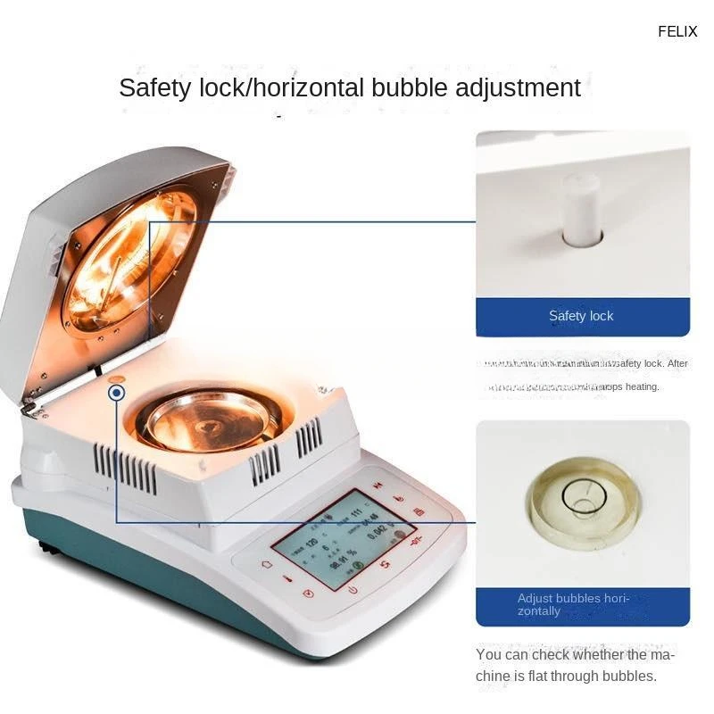 Rapid analyzer 50g/0.005 100g/0.005 Automatic Halogen Heating Moisture Meter Analyzer Tester Tea, grain, feed, corn, plastic