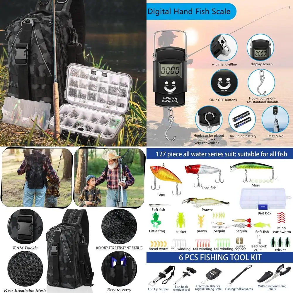 

484 шт. рождественские подарки для рыбалки для мужчин, набор рыболовных инструментов, комплект аксессуаров, рюкзак для рыбы, рыболовные крючки, приманки для удаления крючков, захват для губ